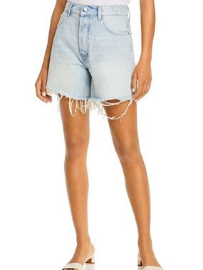 Anine Bing Light Blue Frayed Jean Shorts